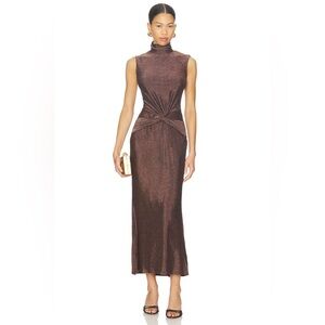 Astr‎  Riana Turtle Neck Dress Shimmering Brown
